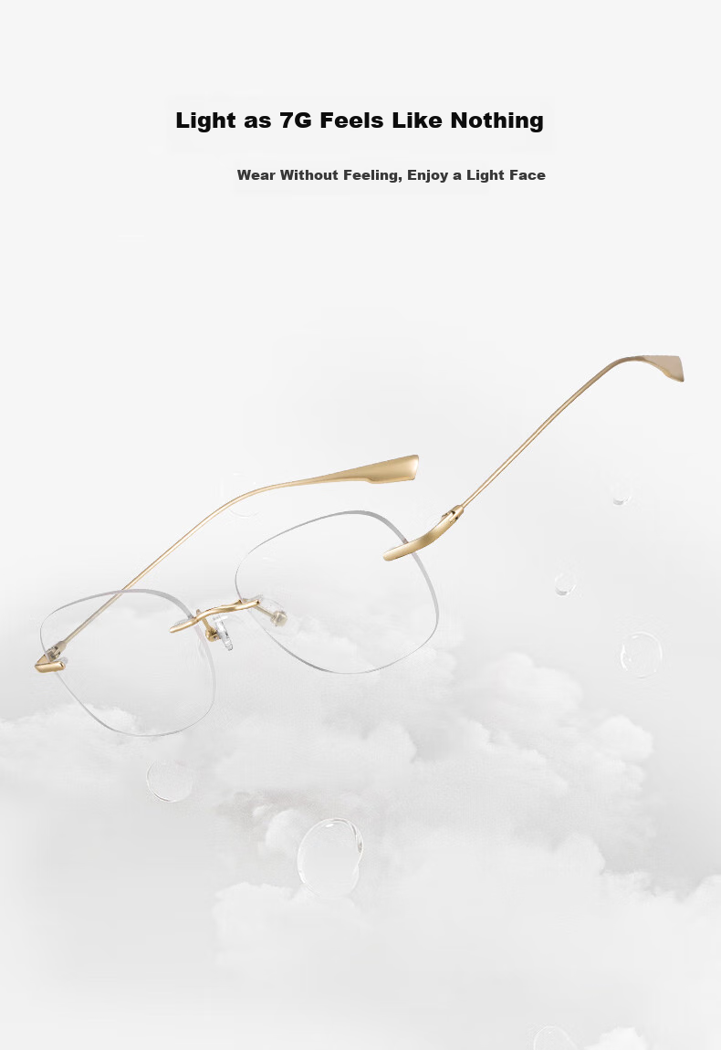 CAPONI Blue Light Blocking Glasses for Women, Pure Titanium Ultra-Light Frameless Gold Wire Flat Lens Glasses, Anti-Radiation Phone Protective Eyewear for Men, Non-Prescriptio 8