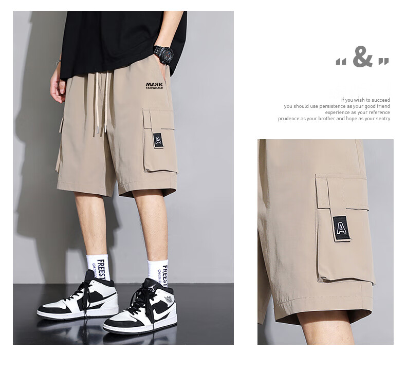 FAIRWHALE Men's Summer Casual Comfortable Breathable American Style Workwear Outdoor Sports Shorts Black XL 6