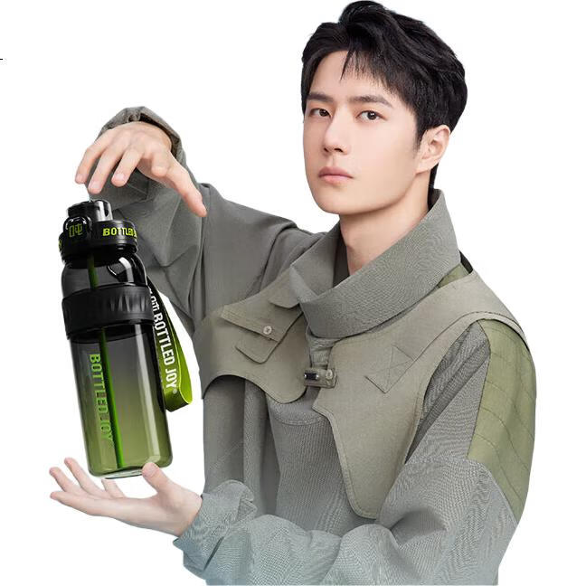 Бутылка для воды BOTTLED JOY Dundun Limited Edition, большая емкость, термостойкая, с лямкой, 750 мл, Зеленый монстр