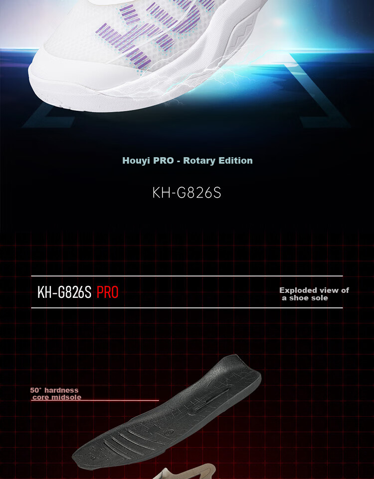 KUMPOO Badminton Shoes, Shock-Absorbing Breathable Button Laces, Men's And Women's Sports Shoes, Hou Yi PRO KH-G826S, White, Size 35 2