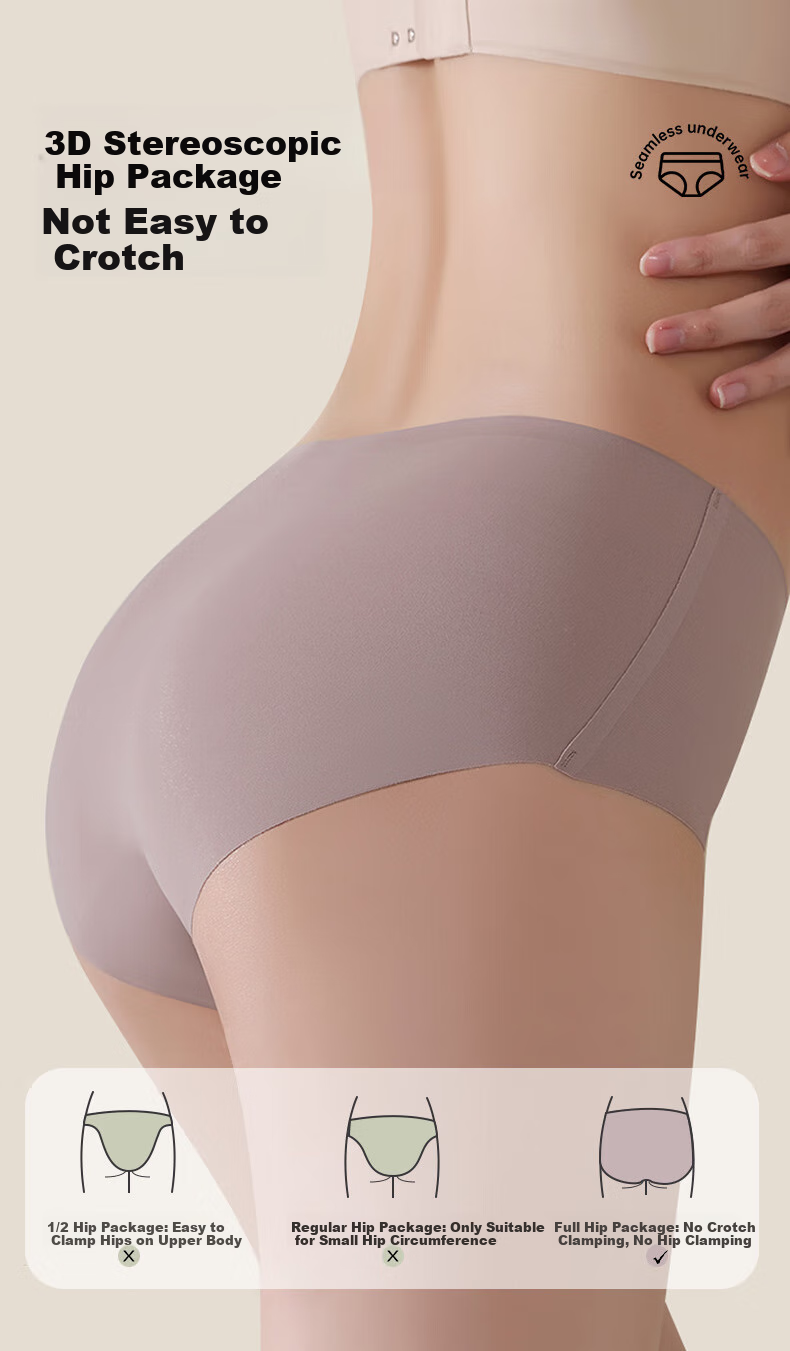 Miyou Seamless Mulberry Silk Extended Crotch 10A Antibacterial Breathable Non-Wedgie Women's Triangle Panties, 3 Pack 3