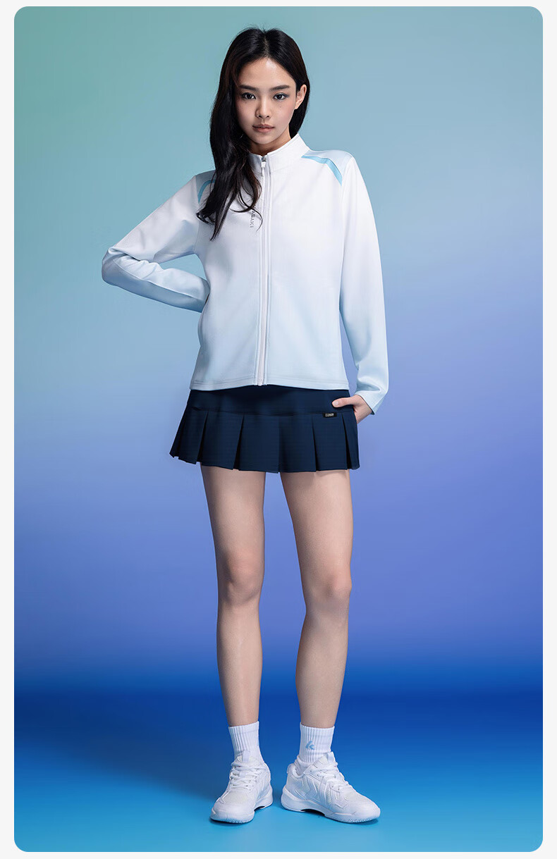 KAWASAKI Women's Long Sleeve Knitted Badminton Sports Jacket B2838 Blue L 2