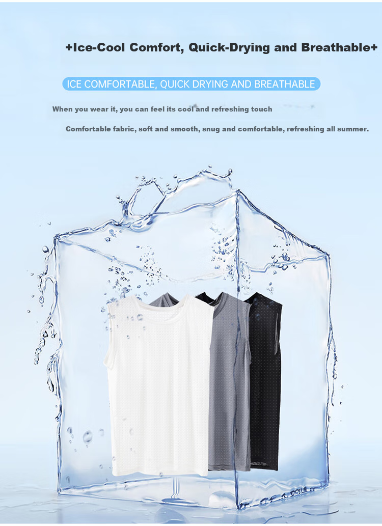 LangSha Sleeveless Tank Top Vest for Men, Ice Silk Undershirt, Thin Mesh Quick-Dry Sports Fitness Undershirt, 3-Pack 5