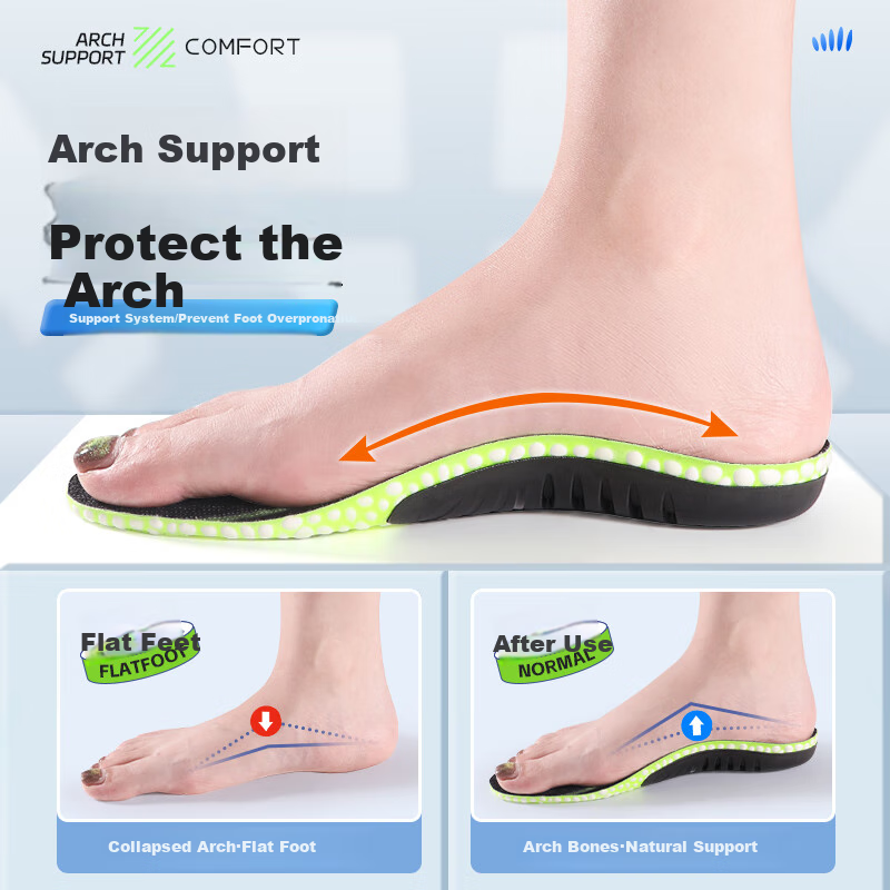 Maigaole Boost Popcorn PU Orthotic Insole, Arch Support for Flat Feet, Pressure Relief for Plantar Fasciitis And Long-Standing, Size 43-44
