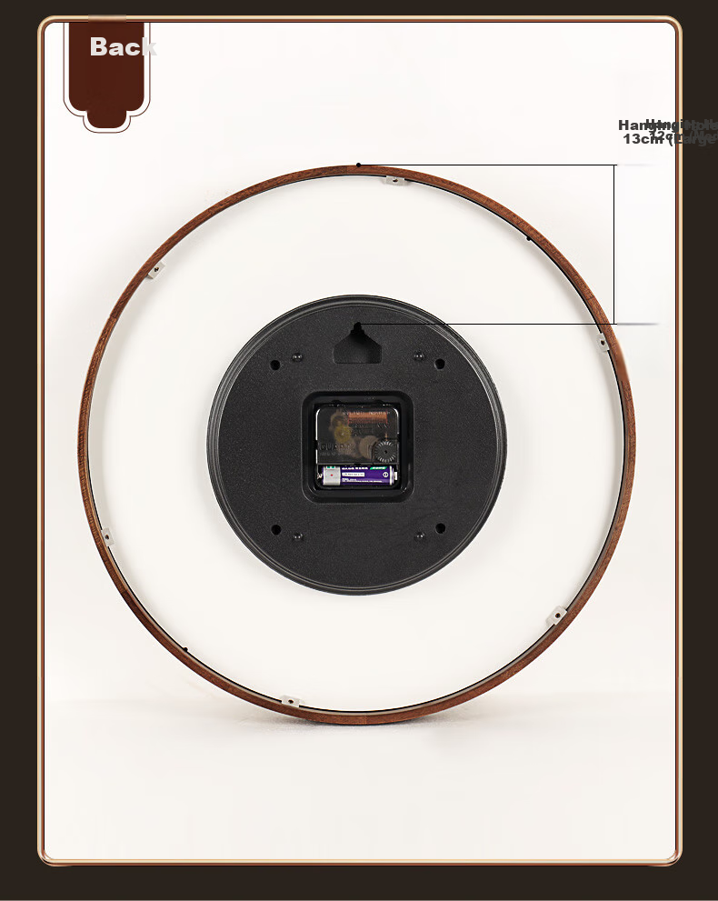 Hense Solid Wood Wall Clock, Living Room Wall-Mounted Timepiece, Luxury Wall Clock for Dining Room, Home Quartz Clock HW7012 Large Size 40cm 7