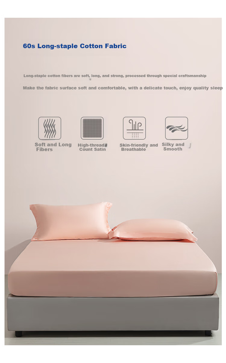 MLILY Student Dormitory 60-Count Pure Cotton Fitted Sheet Mattress Protector Cover Single Piece Pure Cotton Sweet Dream 2