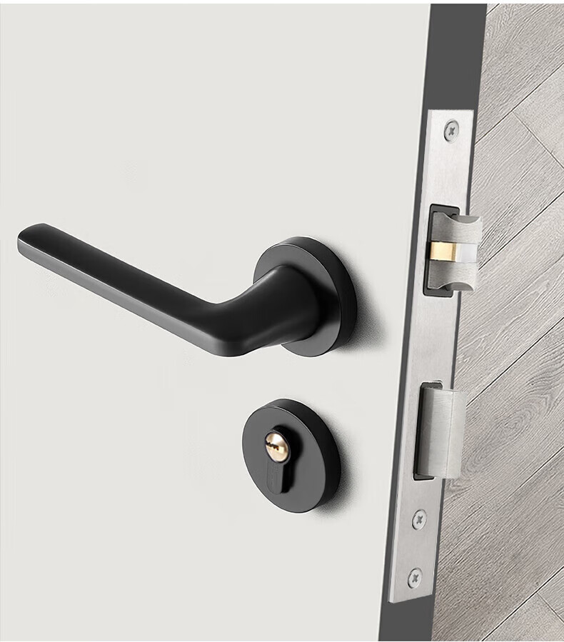 Auburn Handle Lock Split Indoor Bedroom Door Lock Silent Lock Body Copper Core Copper Key Door Lock A-19 Black 6