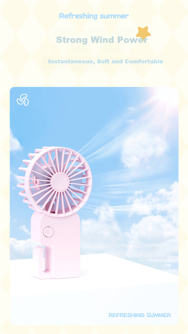 Siyicai Handheld Fan, Portable Mini Fan for Home Use, USB Rechargeable Desktop Fan, Powerful Outdoor Cooling Fan, Compact And Stand-Up Design, Dream Purple 4