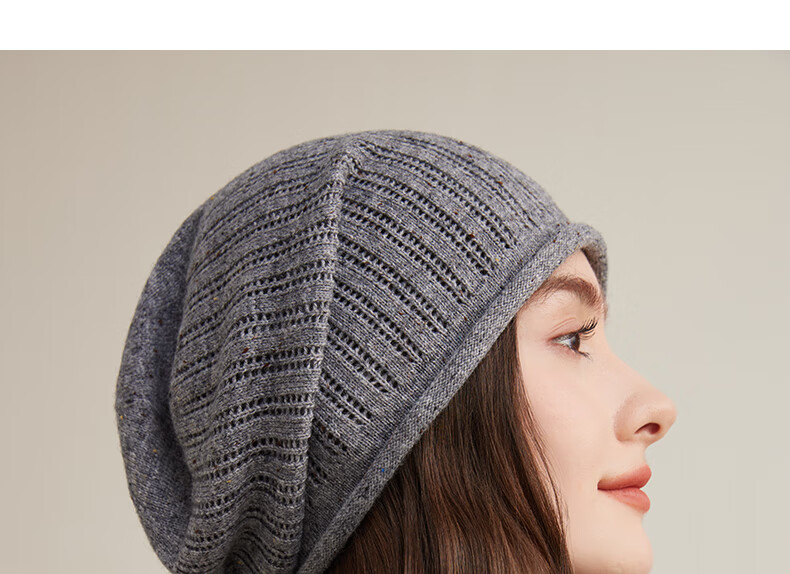 CACUSS Women's Wool Hat, Lightweight Spring And Autumn Knitted Cap, Fashionable Slouchy Hat, Face-Slimming Knitted Beanie for Women, Beige 13