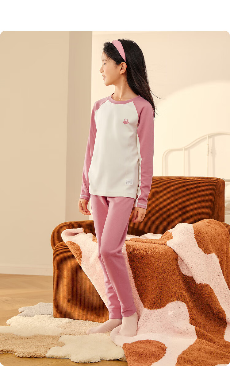 Balabala Thermal Underwear Set Thickened Autumn Winter Comfortable Girls Autumn Clothes and Pants Warm Ginger Heating Pajamas 208424169008 12
