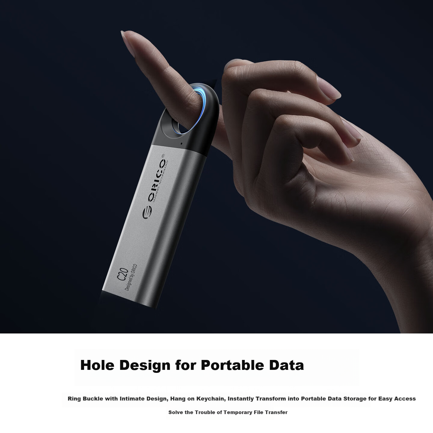 ORICO 2TB Portable SSD, Type-C/USB3.2 Interface, 20Gbps High-Speed Portable SSD for Mobile Phones, Laptops, Office Use, Storage Expansion, Compact And Portable C20