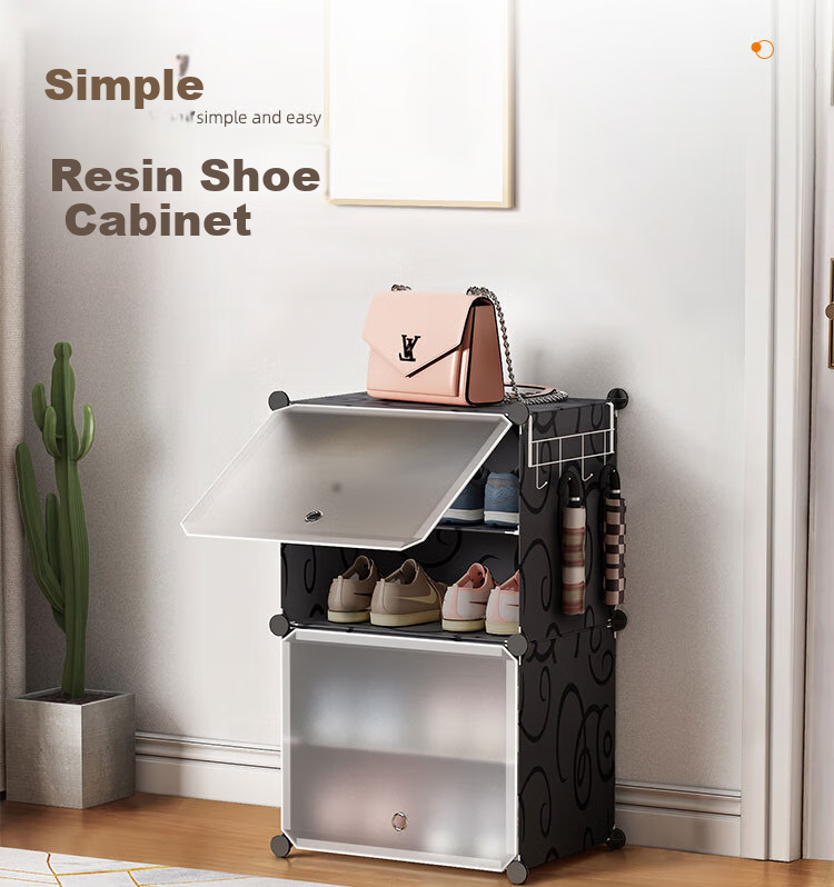 Anerya Ultra-Thin Shoe Cabinet, Entryway Simple Shoe Rack, Multi-Layer Dustproof Storage Shelf, Resin Assembly Cabinet, Single Column Four-Tier 1