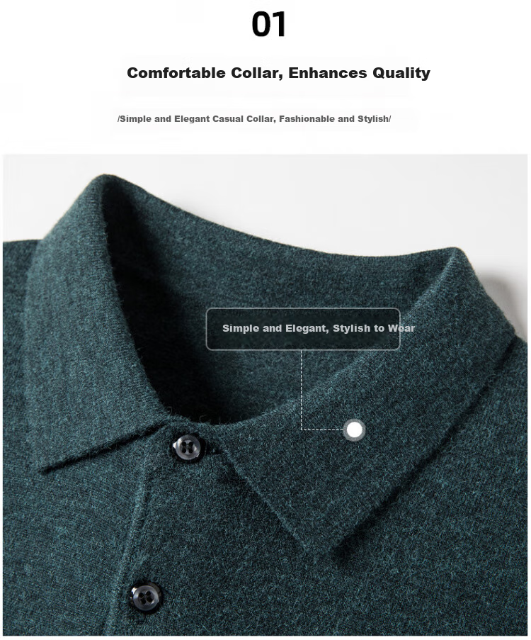 Hengyuanxiang [Contains Wool] Men's Polo Shirt, Spring And Autumn Thin Style, Middle-Aged Turn-Down Collar Knitted Base Layer Sweater for Men, Dark Gray, 3XL 3