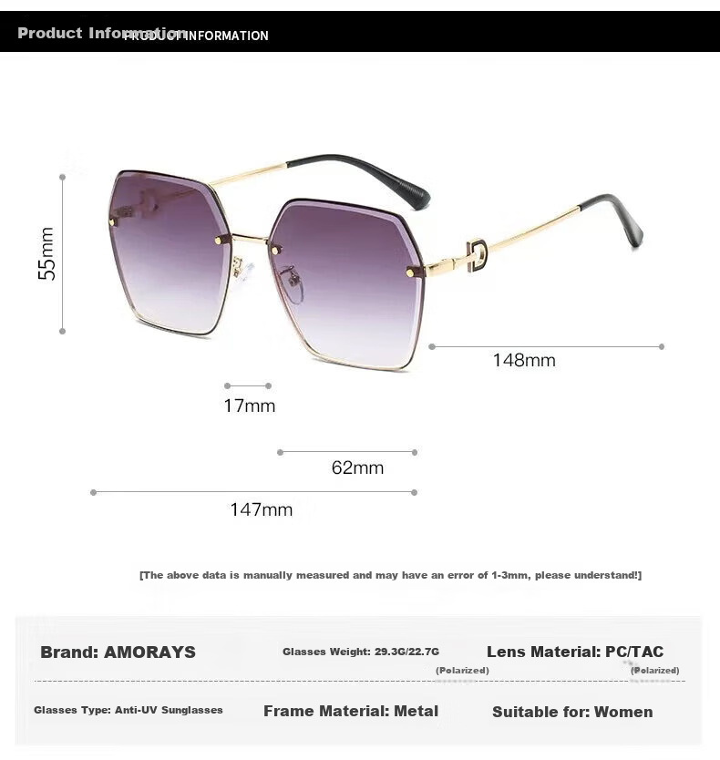 AMORAYS Women's New Large Frame Slimming Elegant UV Protection Sunglasses for Driving, Perfect for Back-To Seaso 2
