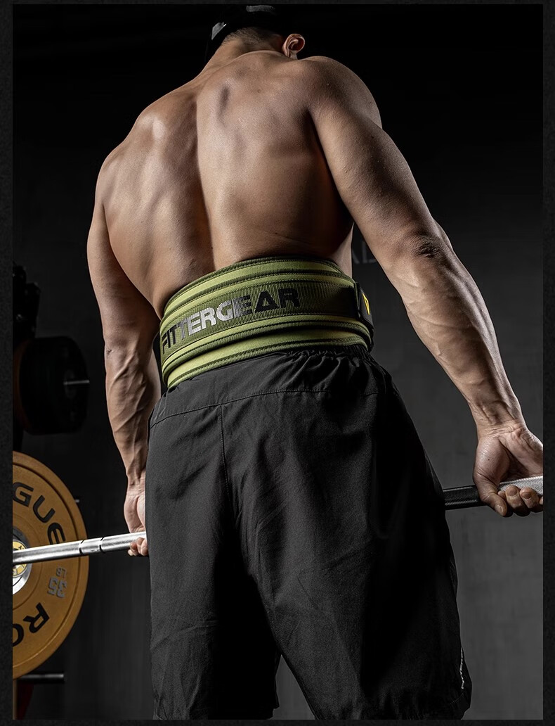 FITTER GEAR Fitness Waist Belt for Men, Deadlift Squat Strength Training Weightlifting Back Support Belt, Advanced Military Green Size L 8