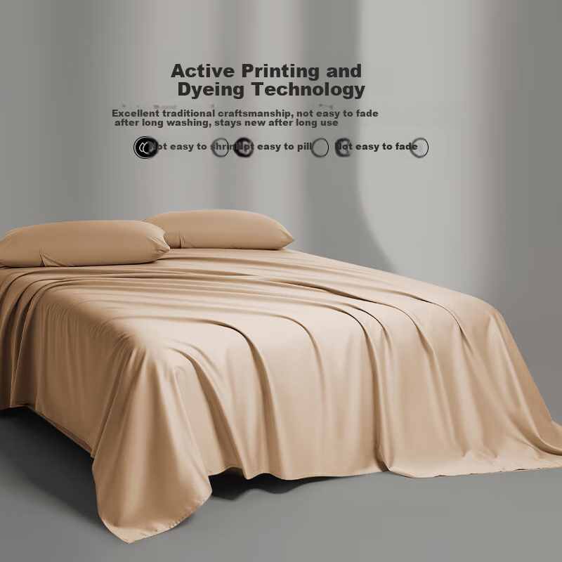 La Torretta Bed Sheet Single Piece, 100-Count Long-Staple Cotton, Solid Color Pure Cotton Hotel Bedding Sheet, Brushed Apricot, 245*250cm