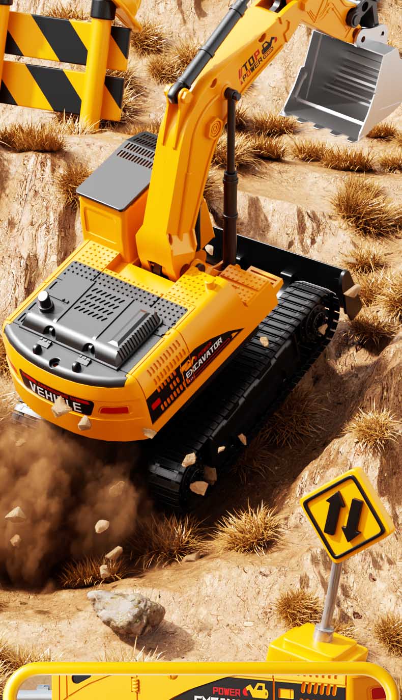 Miaobeile Children's Toy Remote Control Car for Boys 3-6 Years Old Large Alloy Remote Control Excavator Engineering Vehicle Birthday Gift for Boys 5