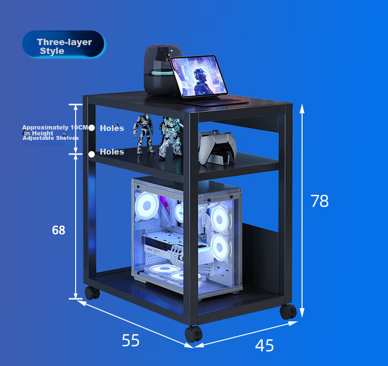 Shanshanmuyi Computer Printer Stand, Multi-Tier Floor Storage Rack, Movable Office Organizer Shelf 2