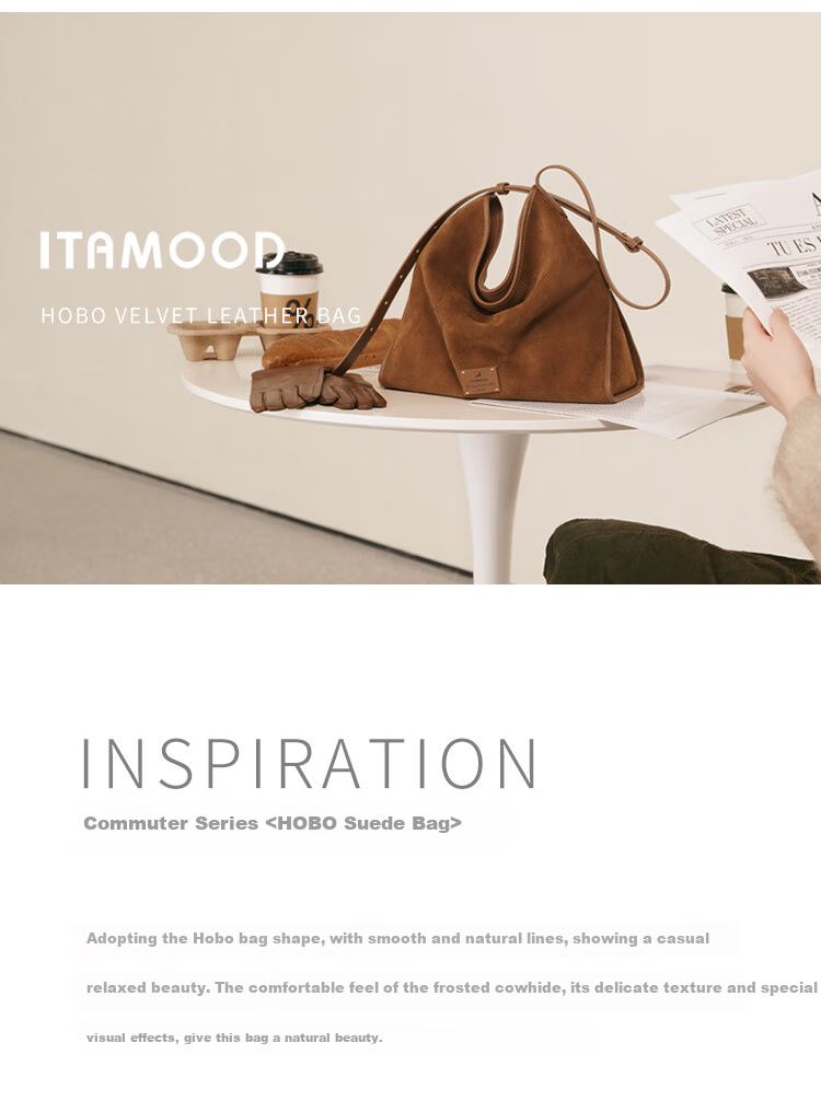 Mood Autumn And Winter Cowhide Hobo Tote Bag for Women, Large Capacity Commuter Underarm Single Shoulder Crossbody Bag, Birthday Gift Versatile Brow 2