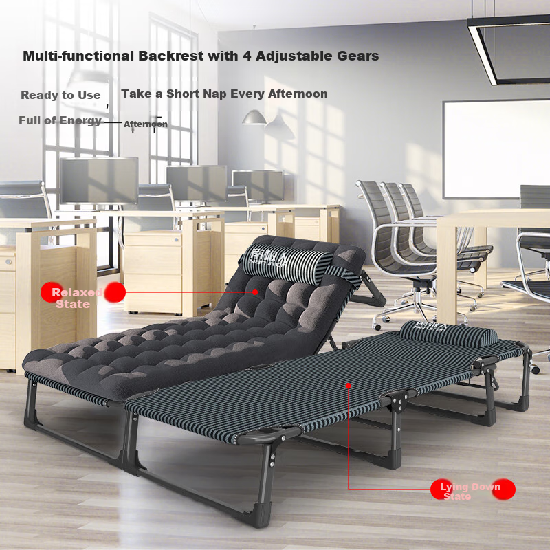 Nanjiren Folding Bed, Single Recliner Chair, Office Nap Bed, Portable Camping Cot, Thickened And Widened