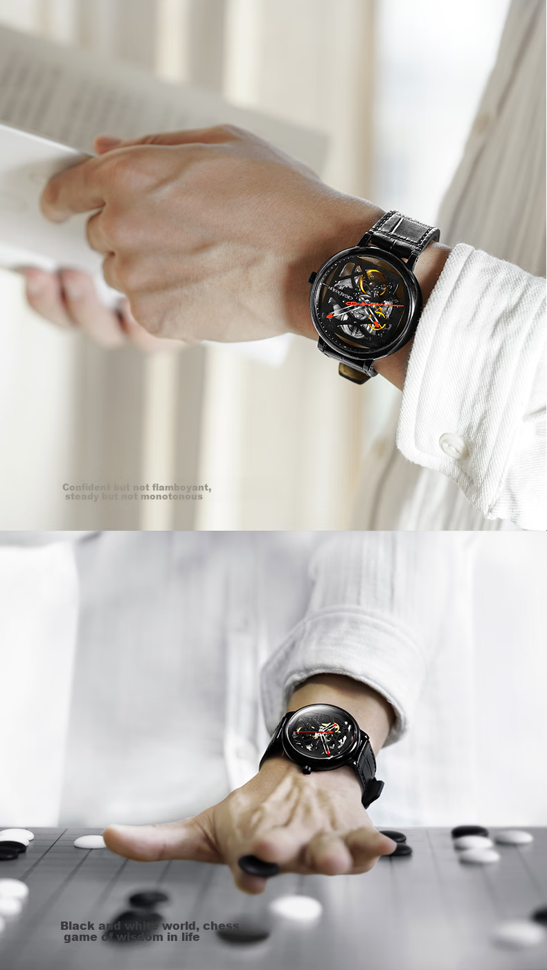 CIGA Design Z Series Square And Round Path Fully Skeletonized Mechanical Watch for Men, Birthday Gift 10