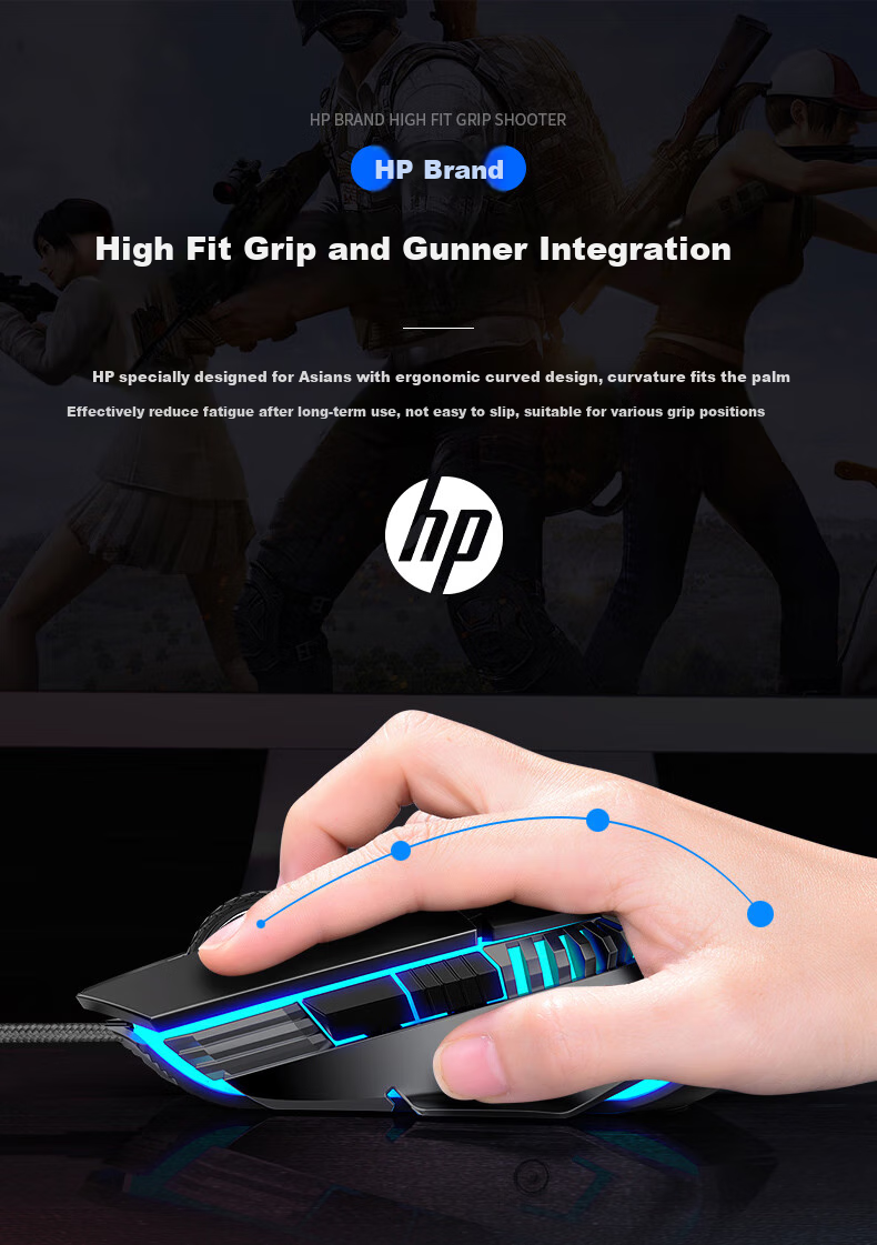 HP G160 Wired Mouse, Gaming And Business Black Low-Profile E-Sports Mouse for Desktop And Laptop Computers, Home Gaming Mouse 9