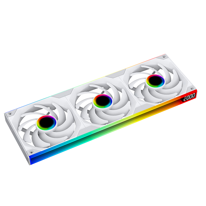 Conglinbao Xinglian Fan, 360-Degree Integrated Building Block Fan, Straight Blade 12cm, Infinite Mirror Light Synchronization PWM Speed Control, White Case Fan, ARGB Desktop Computer Quiet Fa