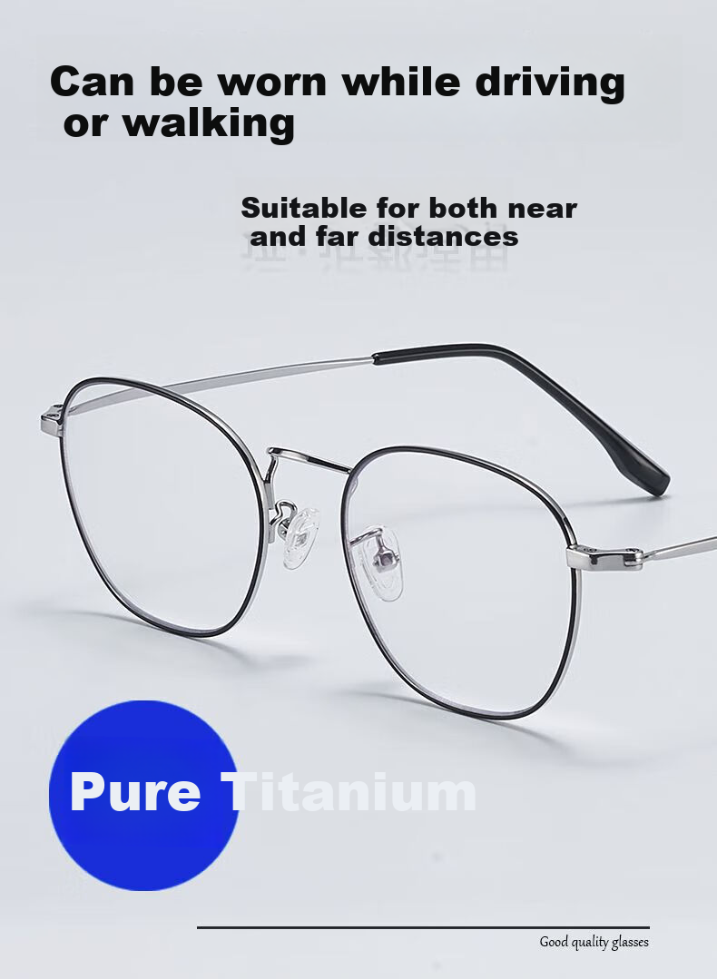 GOGOSOON Pure Titanium Ultra-Light Multifunctional Reading Glasses for Men And Women, Anti-Blue Light High-Definition Fashionable High-End Large Frame Presbyopic Glasses 1