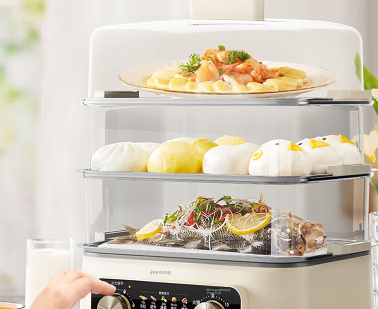 Joyoung 22L Three-Layer Large Capacity Electric Steamer Pot with Dual Rotary Timer And Heat Control, Breakfast Pot, Steamed Bun Pot DZ220HG-GZ536 12