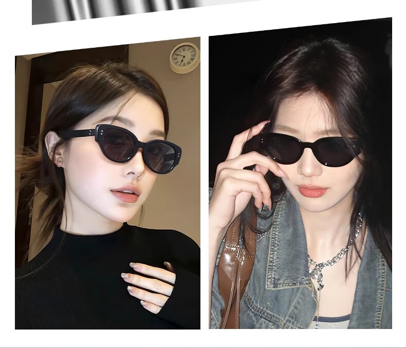Boshide Cat Eye Sunglasses, Polarized Sunglasses, Retro Sun Protection High-End Square And Round Face Sunglasses for Women, Black Frame with Gray Lenses 3