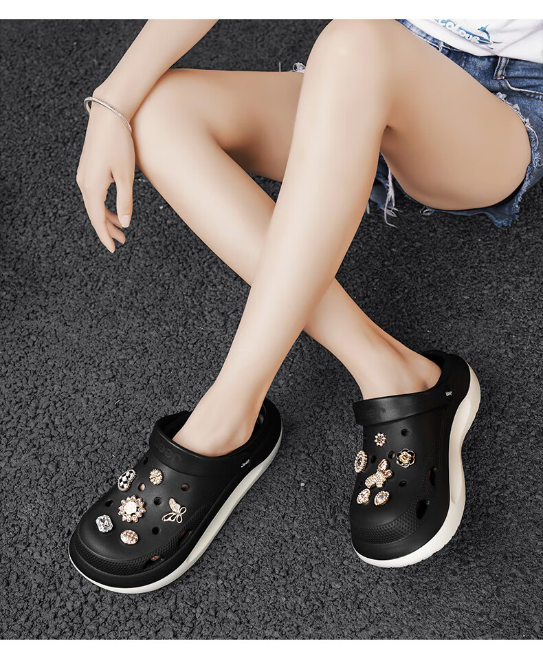 JEEP Women's Casual Hole Shoes Sandals Water-Resistant Outdoor Driving Shoes Black Size 36-37 17