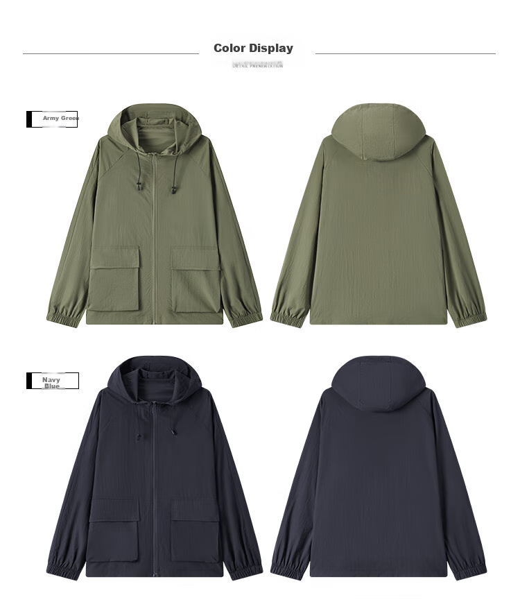 FIRS Lightweight Breathable Sun Protection Jacket for Men Smooth Stiff Outdoor Skin Jacket Hooded Casual Coat 10