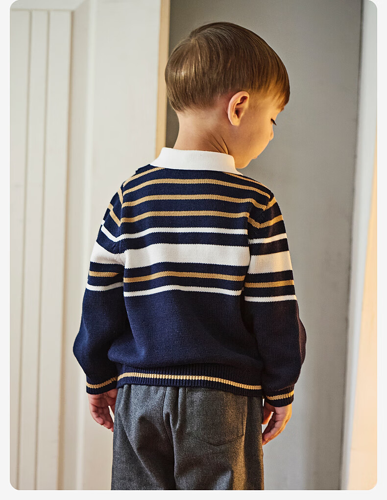 David Bella Kids Cotton Sweater Boys Academy Style Pullover Knitwear Autumn Top for Older Children 2