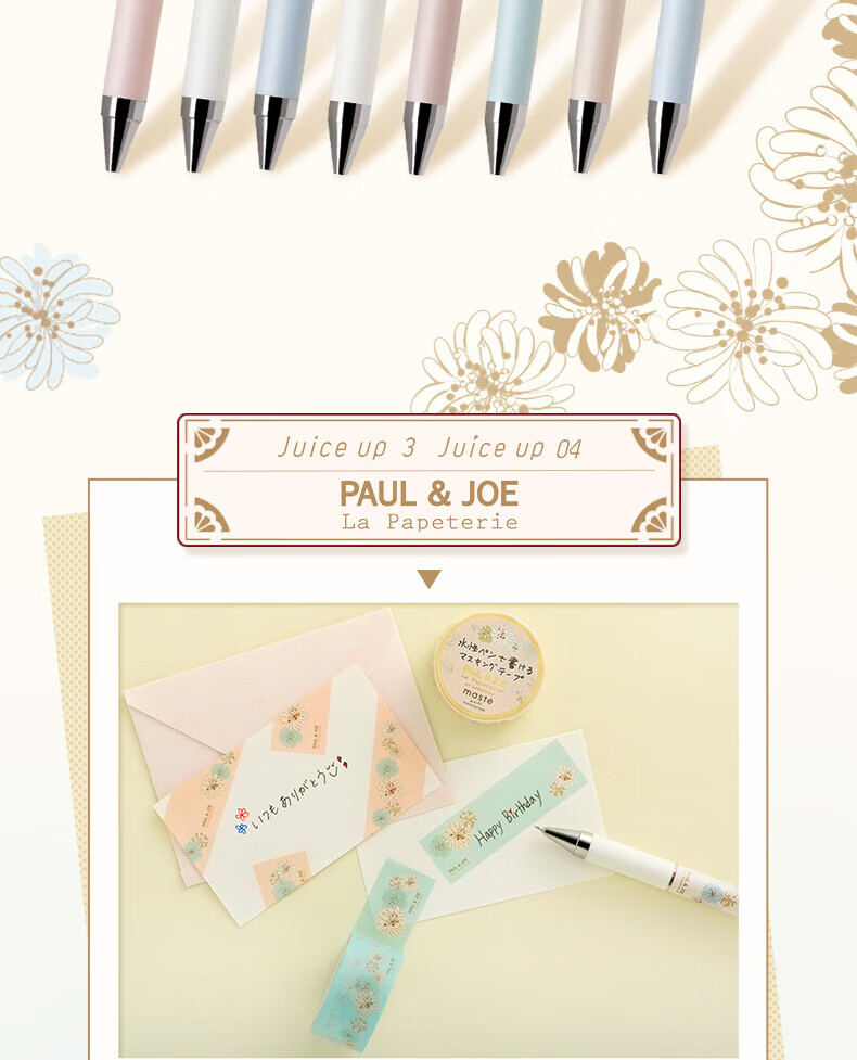 PILOT Juice Up 0.4mm Tri-Color Gel Pen Set with Ivory White Daisy and Gypsy White Cat Tape Combo 2