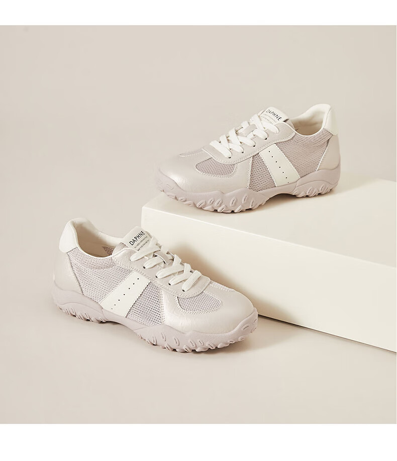 DAPHNE Women's Sports Casual Shoes, Lightweight Breathable, Height-Increasing Low-Top Lace-Up Training Shoes, Comfortable Travel Shoes, Beige, Size 36 20