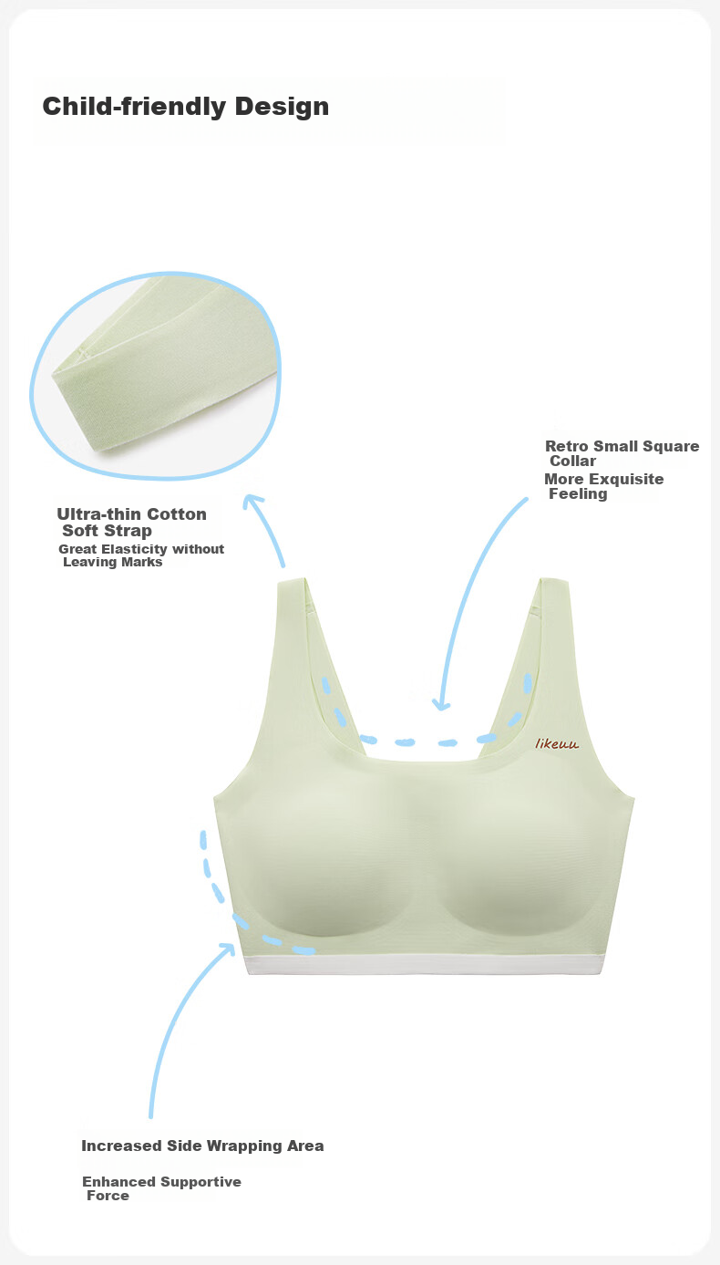 Like UU, Teenage Girls' Underwear for Middle And High School Students, One-Size Three-Stage Bra for Pubescent Girls, Children's Underwear 6