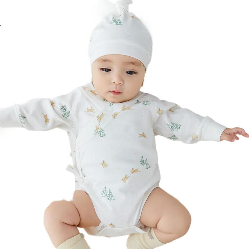 Guaiqixiong Newborn Long-Sleeve Bodysuit, Spring And Autumn Infant Pure Cotton Seamless Pajamas, Romper for Autumn, Clothing A