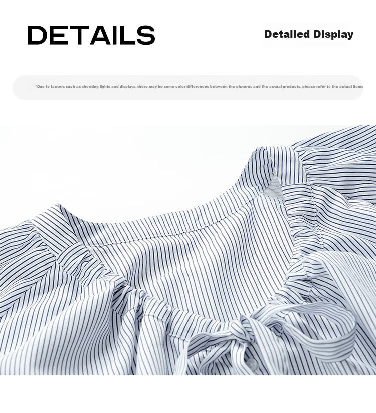 Dme [Academic Style Striped Shirt], Summer Youthful Lantern Sleeve Collar Butterfly Striped Short Sleeve Women's Wear 19