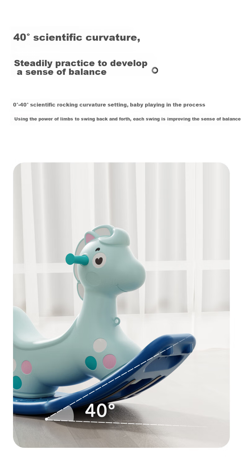 AOLE-HW Children's Wooden Horse Ride-On Toy, Outdoor Dual-Use Miniature Horse, Multifunctional Riding Knight Horse, Birthday Gift 4