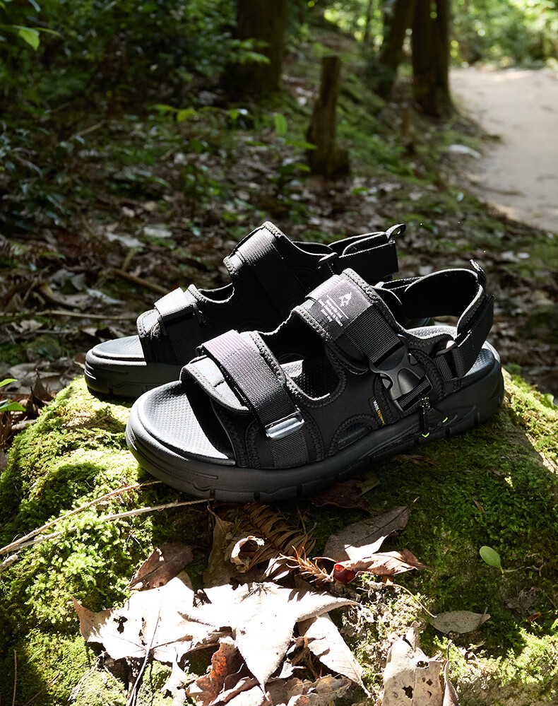 Mark Fairwhale Men's Sandals Outdoor Summer 2026 New Dual-Use Slippers Men's Beach Shoes Pure Black Size 40 6