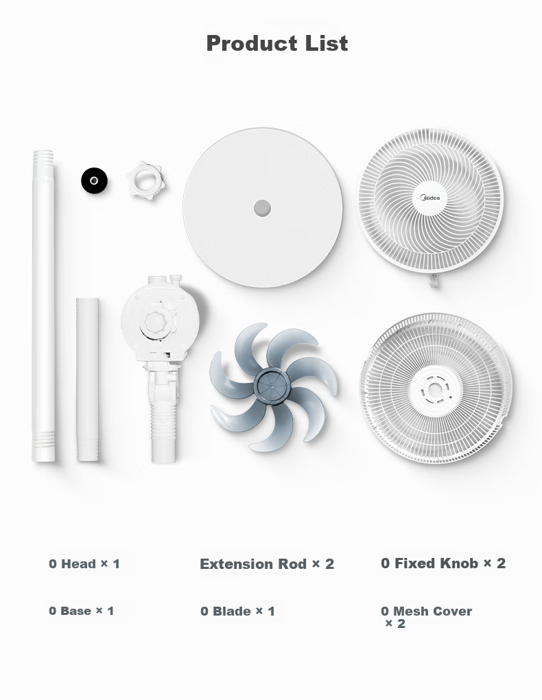 Midea Lucky Clover Sleep Fan 2S One-Touch Quick Assembly Floor Standing Fan Energy-Saving Level 1 Efficiency DC Quiet Small Fan SDJ30JL 8