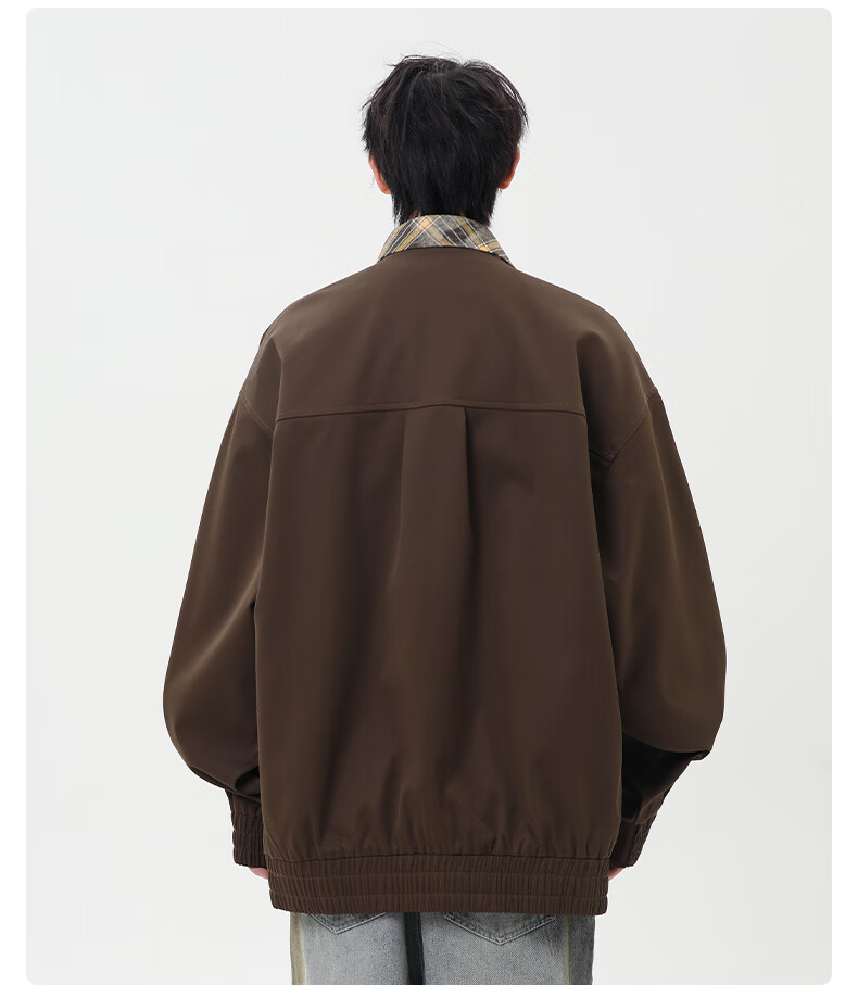 CLOR Men's Autumn Winter Two-Piece Style Casual Plaid Lapel Jacket JK11 Coffee XL 13