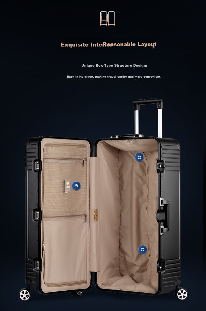 Xinxiuli Luggage, 30-Inch Trolley Suitcase, Aluminum-Magnesium Alloy, Deep Compartment, Large Capacity, Business Travel Case, Password Lock, DB3 Black 4