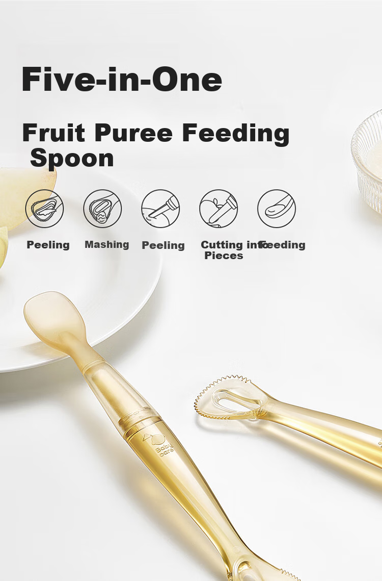 Babycare Baby Food Spoon, PPSU Silicone Multifunctional Infant Fruit Puree Spoon, Rice Paste Spoon, Household Children's Tableware, Heat-Resistant 2