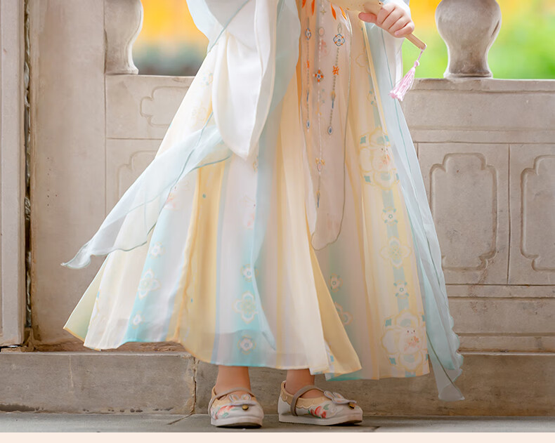 Menghulonglongyue Hanfu Girls' Spring and Autumn Dress New Children's Princess Ru Skirt National Style Dress Yellow Blue 120 6