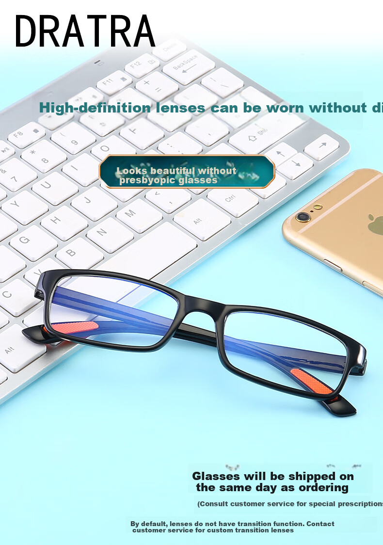 DRATRA HD Blue Light Blocking Reading Glasses Adjustable Prescription Comfortable Stylish Lightweight for Middle-aged and Elderly 1