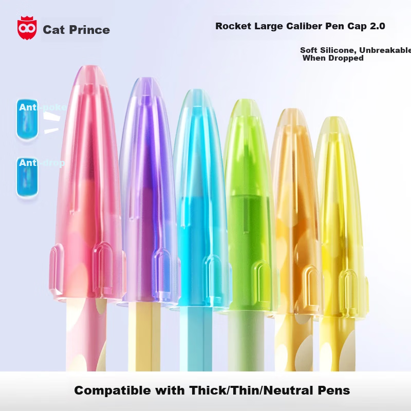 Maotaizi [Set of 6] Transparent Pencil Caps, Universal Soft Rubber Pencil Extenders for Thick And Thin Pencils, Kindergarten And Elementary School Pencil Caps, Pencil Tip Protectors, Boys' Style