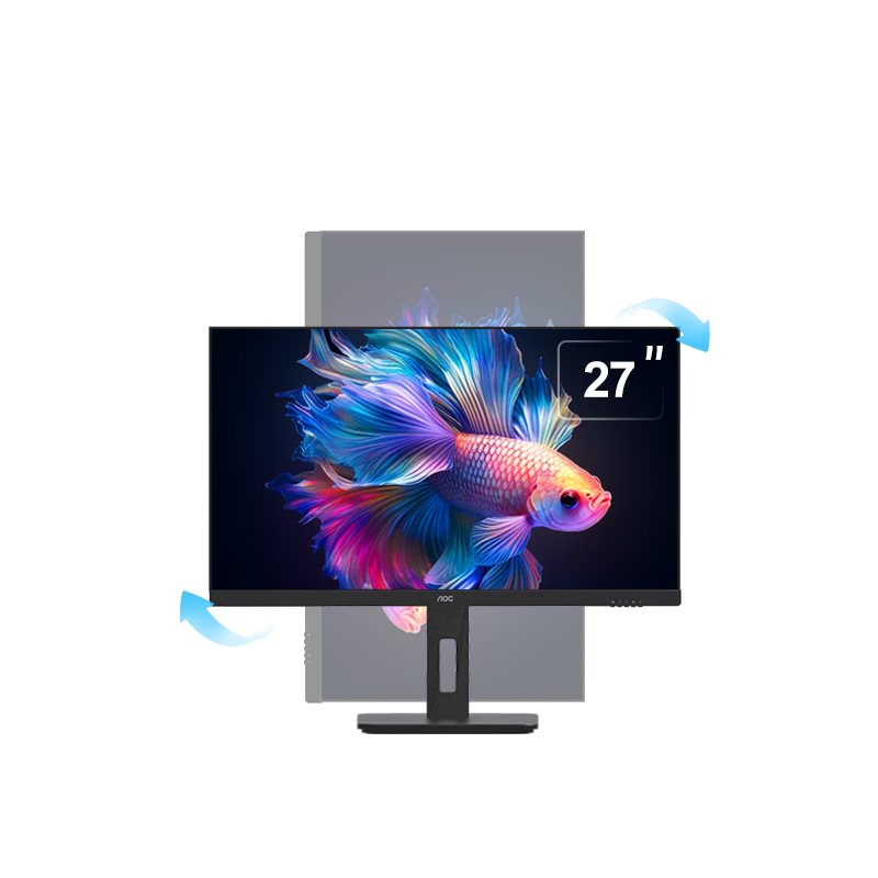 AOC Monitor, 2K 27-Inch IPS Computer Display Screen, Height Adjustable And Rotatable, Office Study Eye Protection Low Blue Light, Desktop Expansion Laptop External Monitor Q27P10