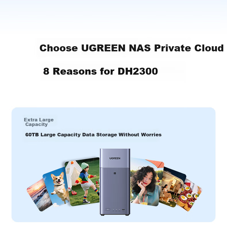 UGREEN Private Cloud DH2300, 8GB Dual-Bay NAS Network Storage, Personal Cloud AI Home Hard Drive Server, Mobile NFC One-Touch Connection, Photo Album Backup, Phone And Tablet Expansio 8