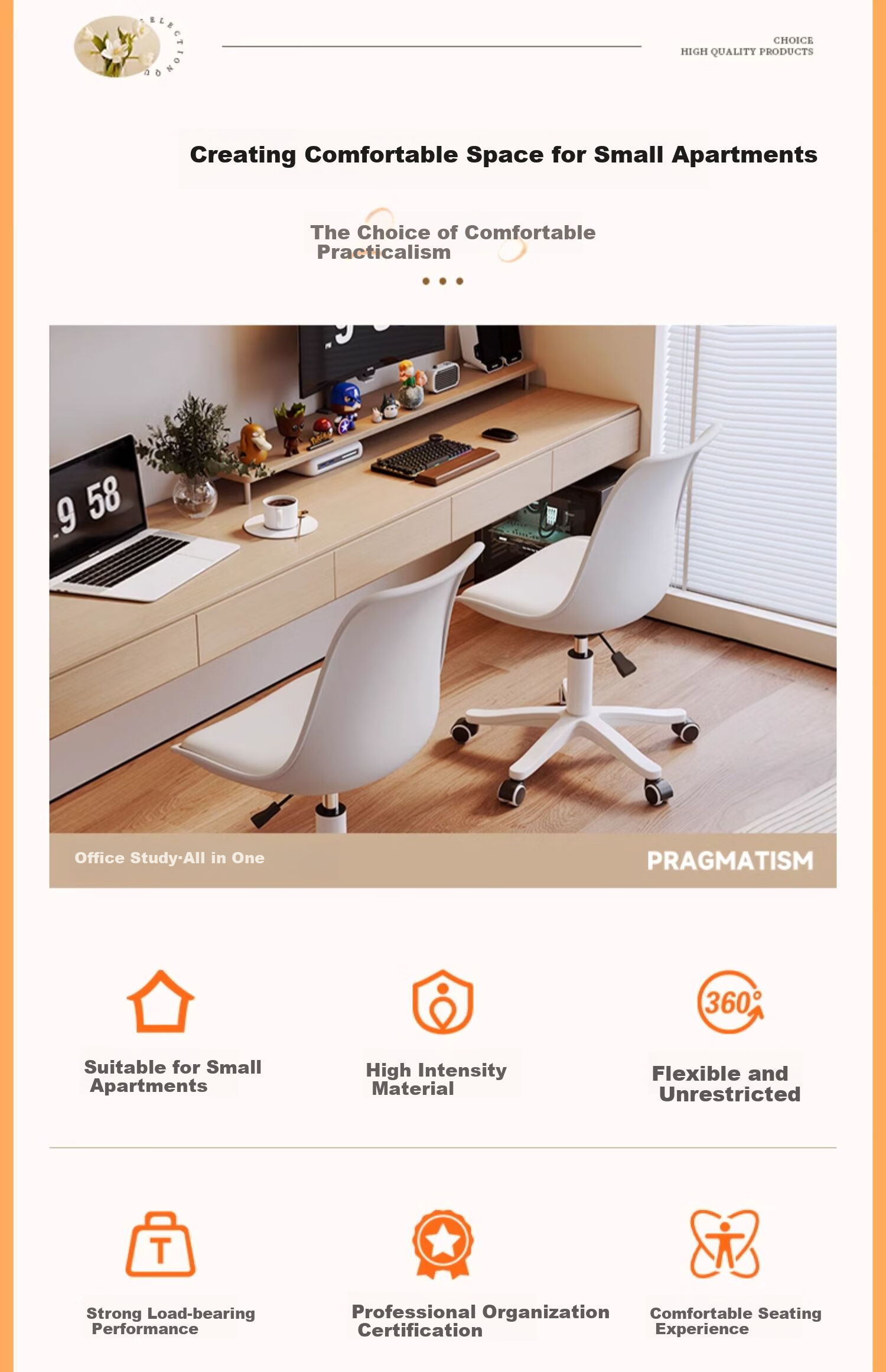 Muhanyue Computer Chair, Women's Makeup Chair, Gaming Chair, Sofa Chair, Study Chair, Seat Chair, Ergonomic Chair, Height Adjustable Swivel Chair 3